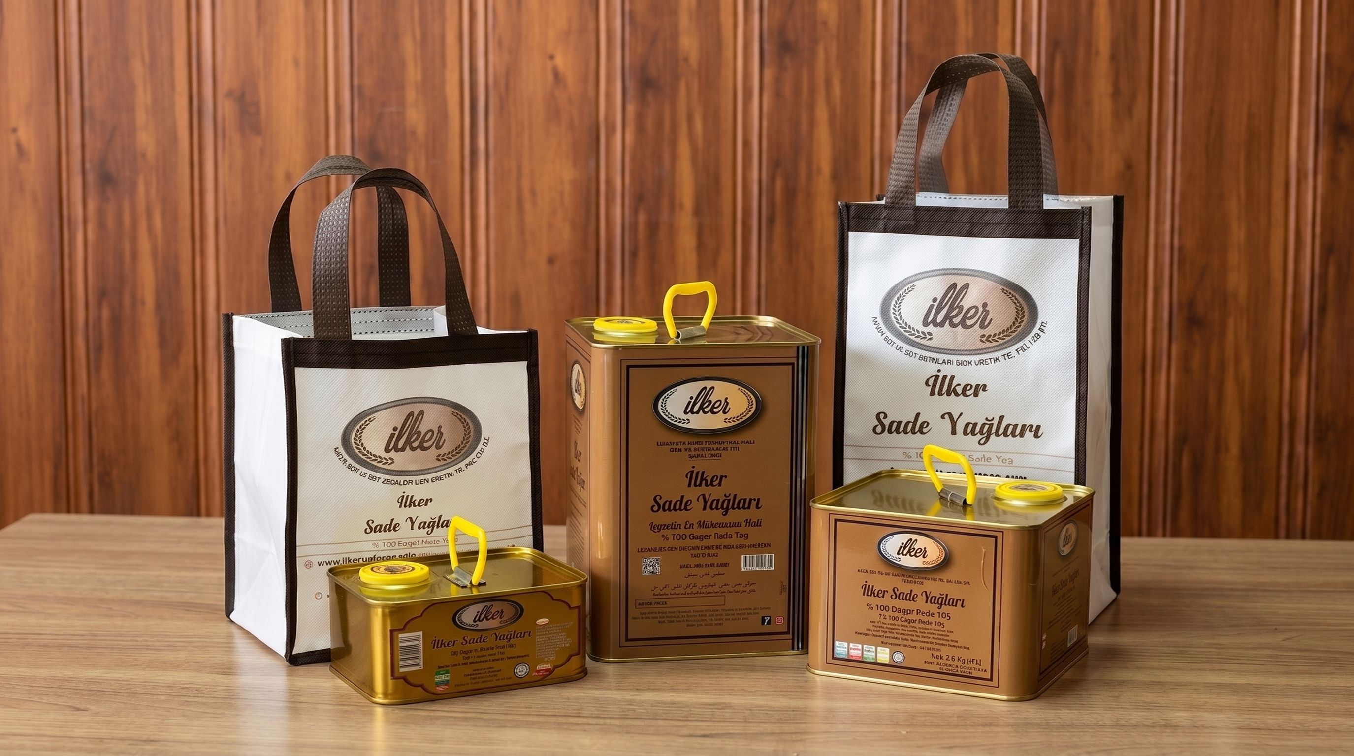 İlker Ghee product range — tins and branded packaging
